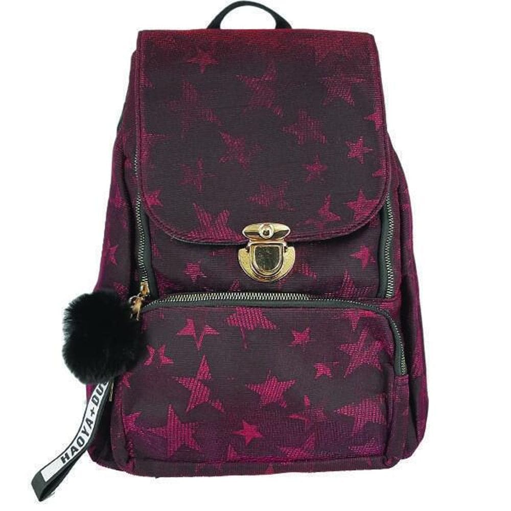 Mochila Glitter Feminina Estrelas 8007 Color 36x16x30 cm