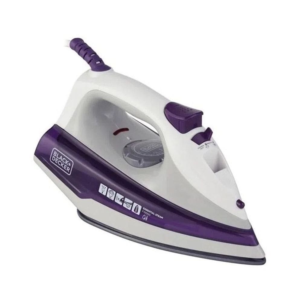 Ferro de Passar a Vapor Black e Decker FX1000 127V Branco com Roxo