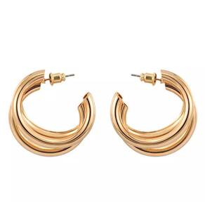 Brinco Par Feminino Dourado Argola Cruzado Presente V9104