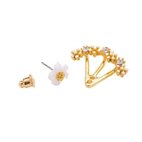 Brincos Flor Dourado Strass Sobrepor Delicado Feminino B7579
