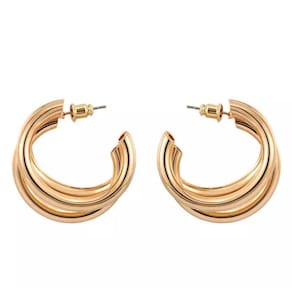 Brinco Par Feminino Dourado Argola Cruzado Presente V9104