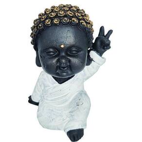 Mini Buda Monge 05533 Em Resina 10Cm - Amarelo