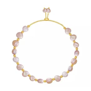 Pulseira Bola Bolinha Dourada Pérola Branca Fecho Detalhes