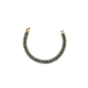 Pulseira Dourada Faixas Strass Cores Azul