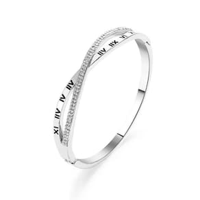 Pulseira Romana Brilhante Delicada Prateada Detalhe D0413