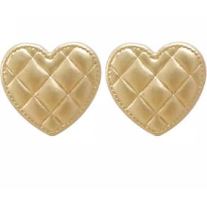 Brinco Par Coração Dourado Quardriculado Detalhes