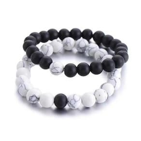 Pulseira Branca Preta Par Namorado Amigo Unissex P6109