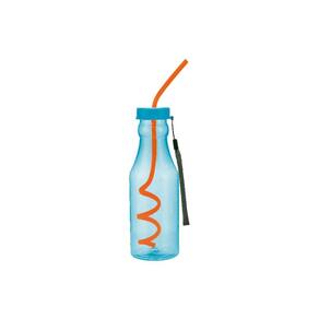 Garrafa Azul Plástica Canudo Espiral 550Ml 91Az