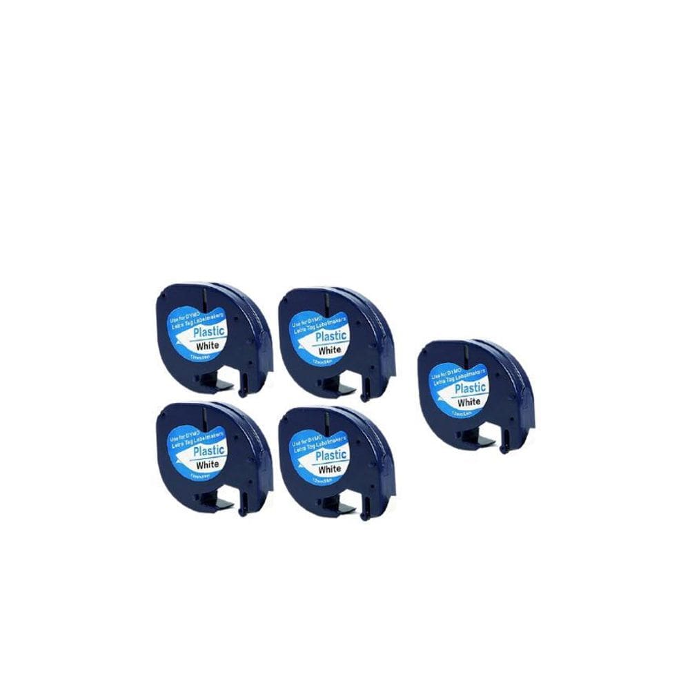 Kit 5X Fita Rotulador Dymo Letratag 91201 Plástica Branca