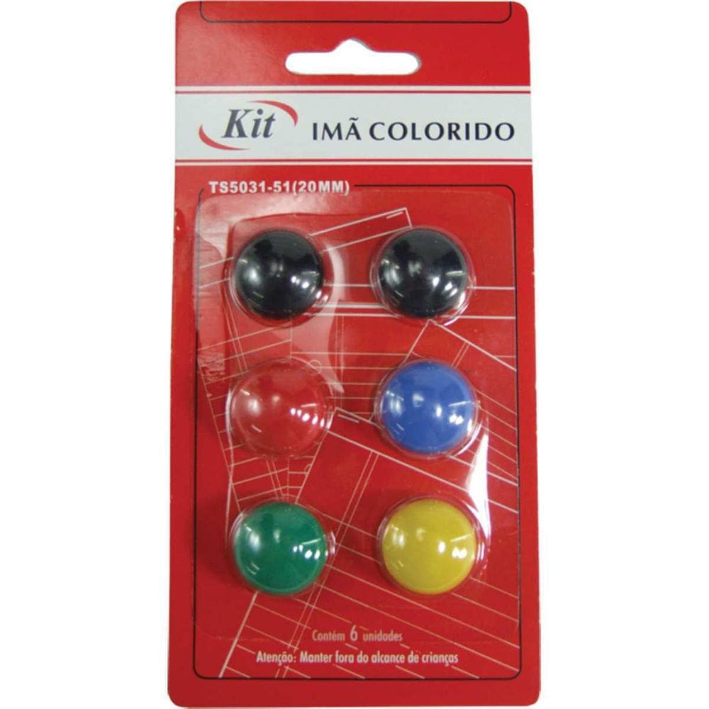 Ímã Colorido 20Mm 6 Unidades