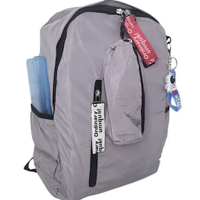 Mochila Escolar Feminina Kit Estojo E Chaveiro Cinza Zc8006
