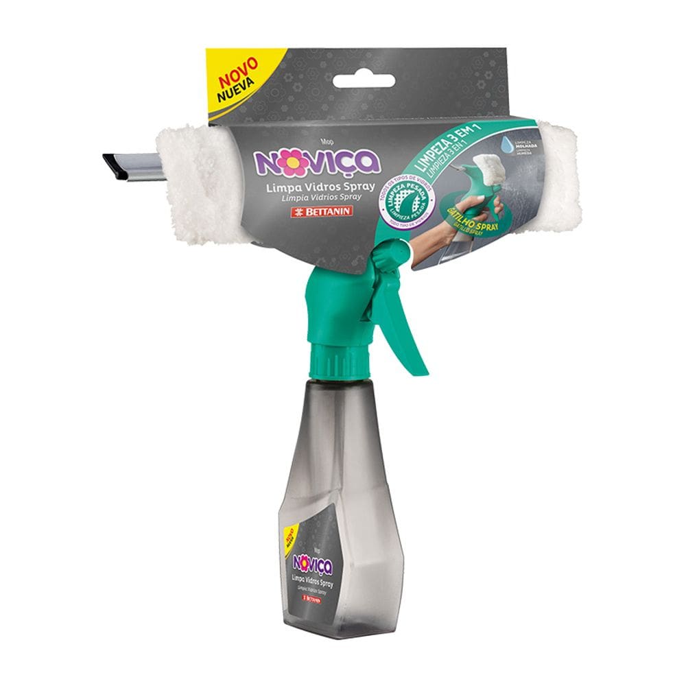 Rodo Limpa Vidros com Spray Borrifador MOR 3 Funções 270ml