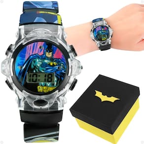 relogio digital infantil batman preto led silicone + caixa data ajustavel heroi silicone esportivo