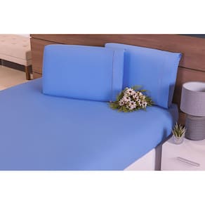 Lençol King 3 Peças C/Elástico Percal 100% Algodão 200 Fios Azul