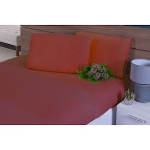 Lençol King 3 Peças C/Elástico Percal 100% Algodão 200 Fios Terracota
