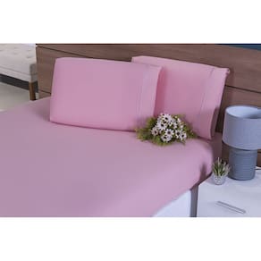 Lençol Queen 3 Peças C/Elástico Percal 100% Algodão 200 Fios Rosé