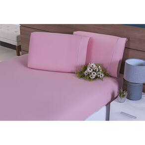 Lençol King 3 Peças C/Elástico Percal 100% Algodão 200 Fios Rosé