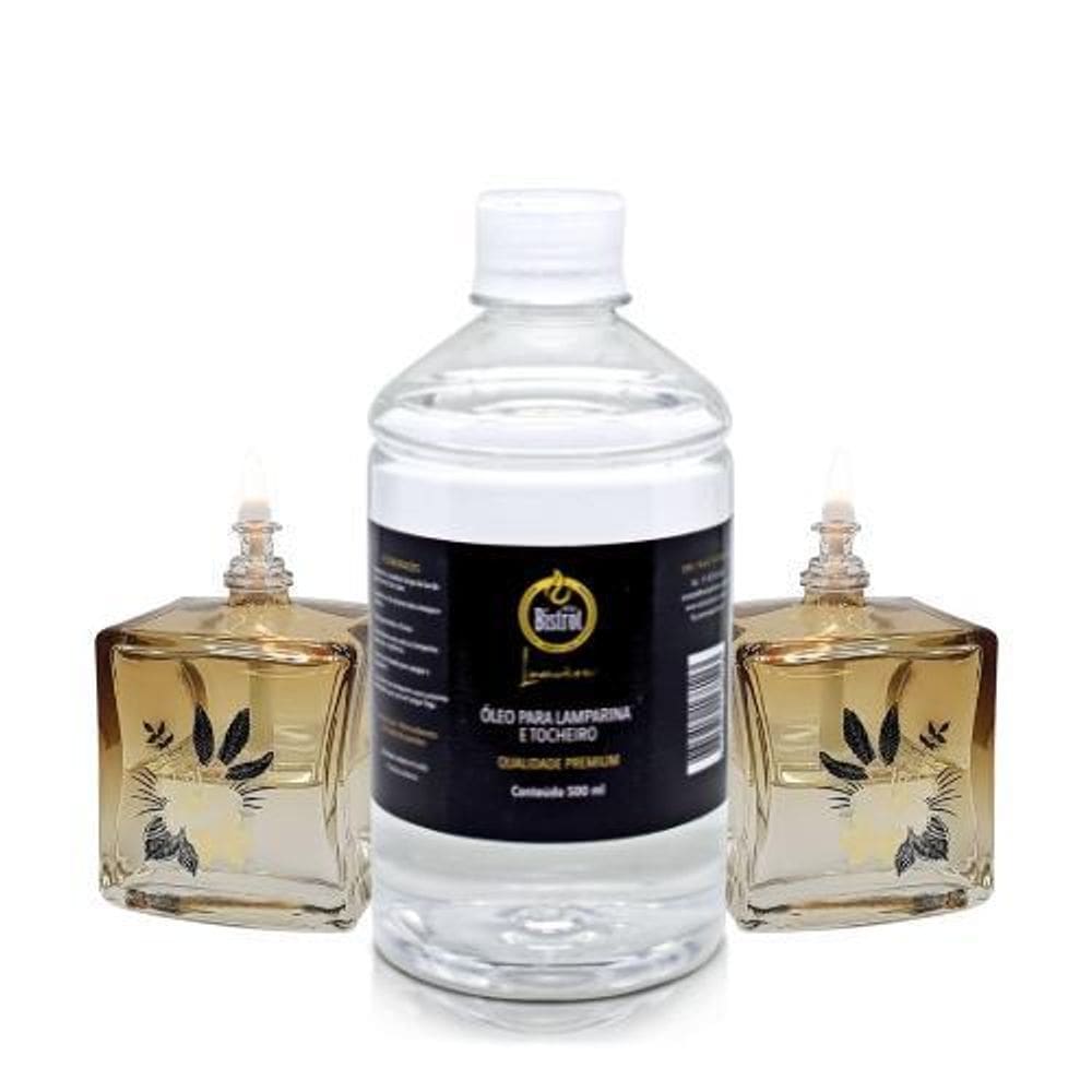 Kit 2 Lamparinas Decorativa Quatro Estações+ 500Ml De Fluido