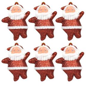 Mini Papai Noel Pendente Árvore Natal Glitter 5cm 18 Peças