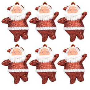 Mini Papai Noel Pendente Árvore Natal Glitter 5cm 18 Peças