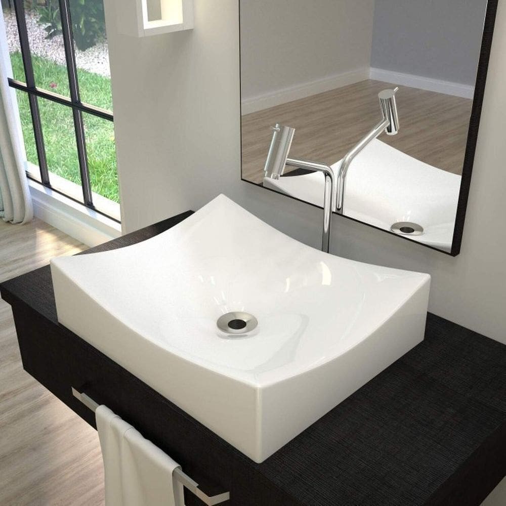 Kit 2 Cubas de Apoio para Banheiro Ml44w Retangular Folha Compace Branco