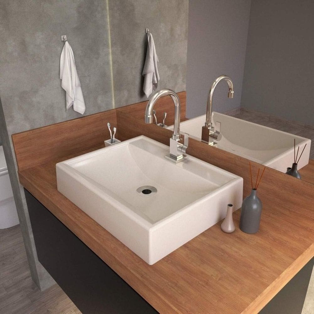 Kit 3 Cubas para Banheiro Rt49w Retangular Compace Bege