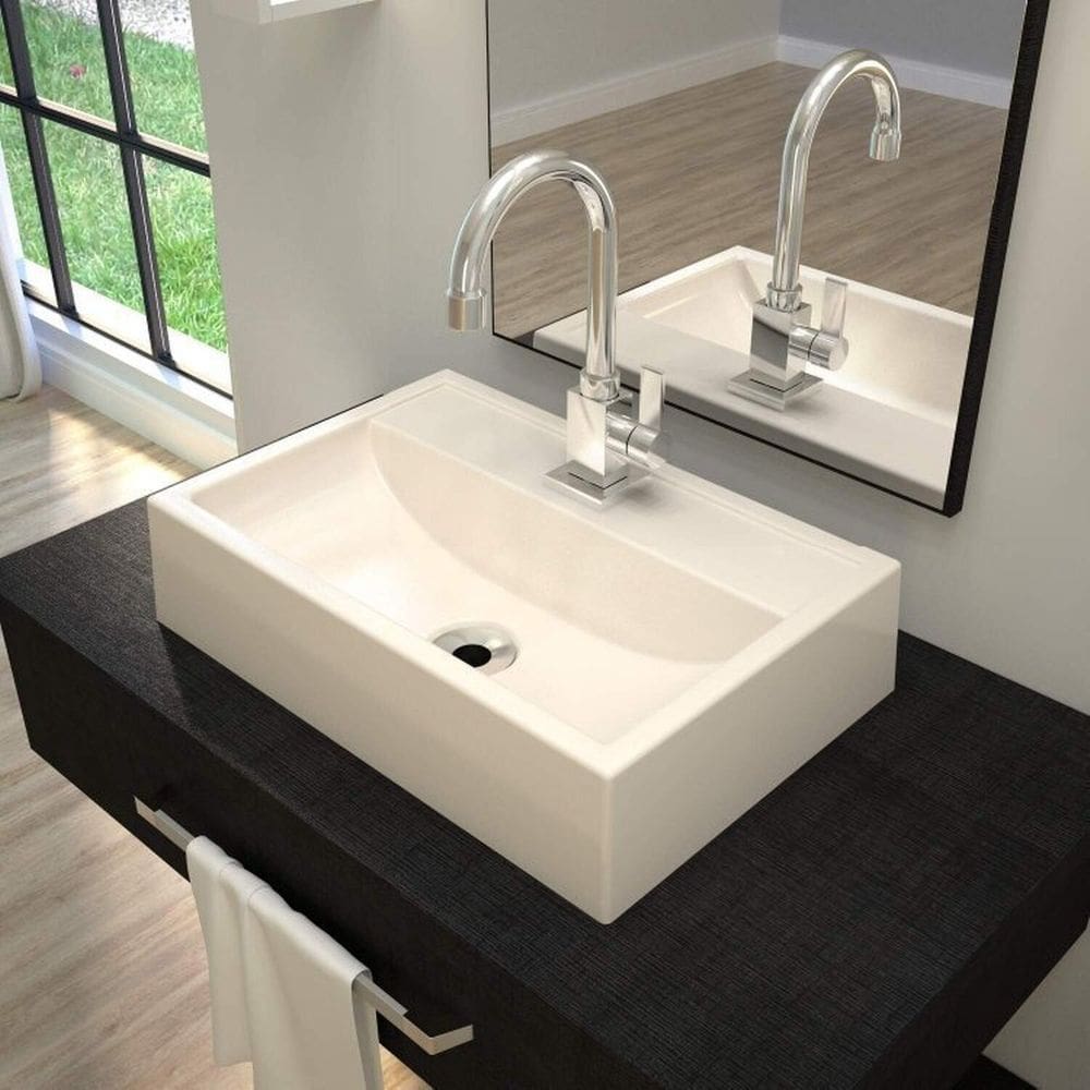 Kit 3 Cubas de Apoio para Banheiro Q45w Retangular Compace Bege