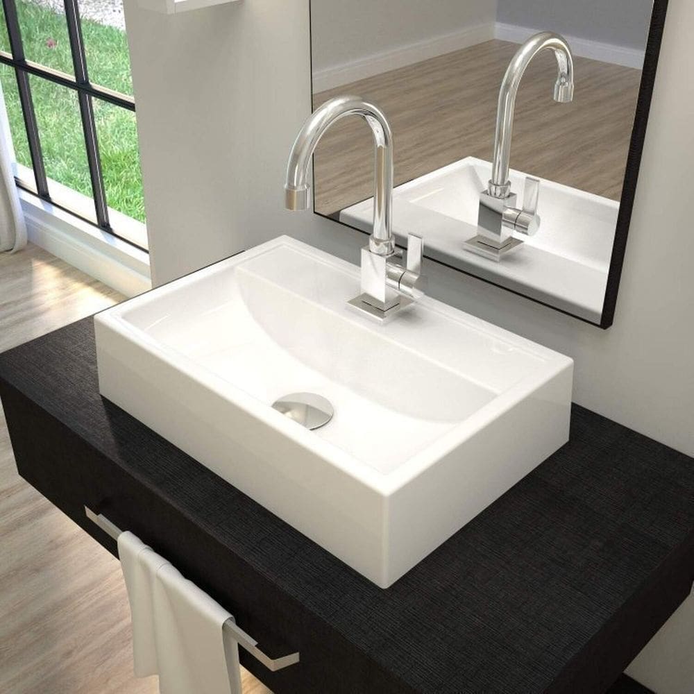 Kit 2 Cubas Q45 Torneira Luxo 1195 Metal Válvula Click 1 Polegada G Sifão Pvc Flexível Compace Branco