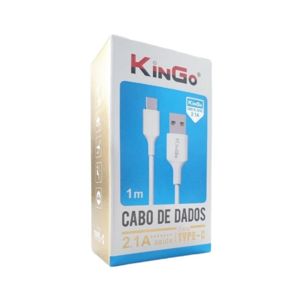 Cabo De Dados Usb-C Kingo Branco 1M 2.1A Para Galaxy S10E