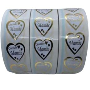 Etiquetas Adesivas Dias Mães 3X3 Papel Couchê Dourado 1000Un