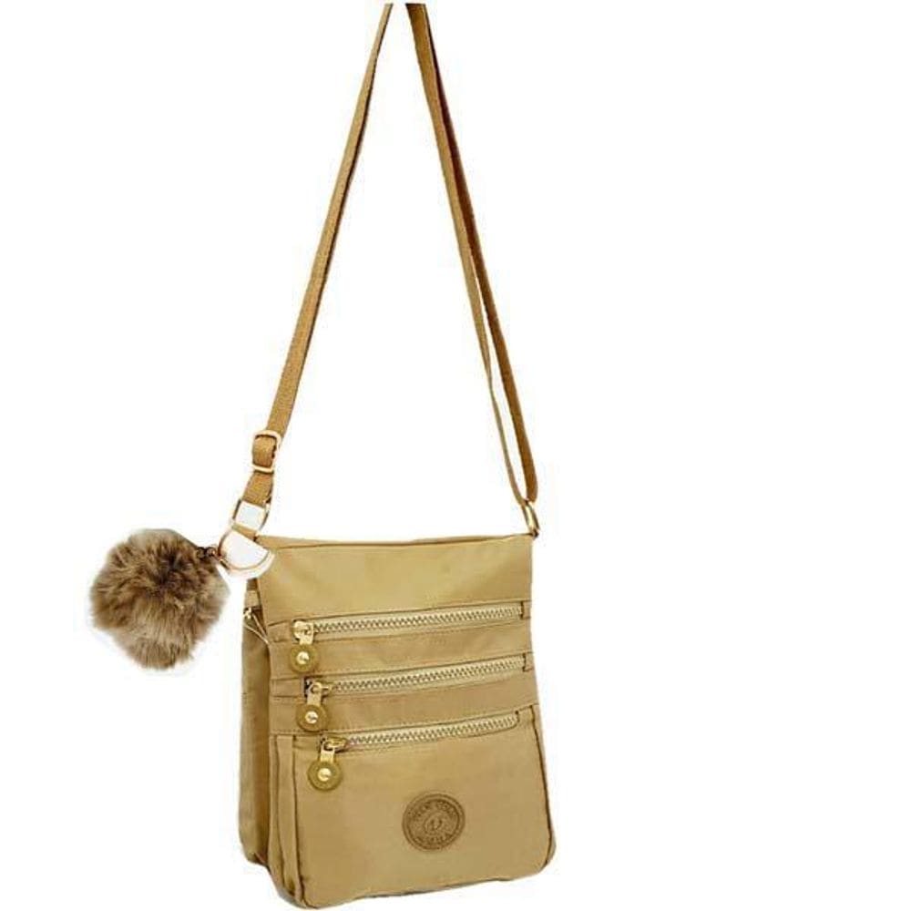 Bolsa Feminina Nylon Transversal + Pompom Ty783