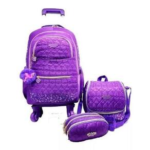 Mochila Escolar Juvenil Flamingo 4 Rod Giratórias + Chav
