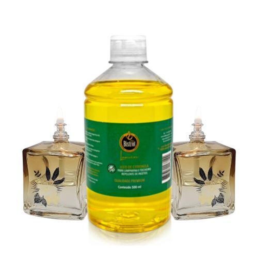 Kit 2 Lamparinas Decorativas 4 Estações + 500Ml De Citronela