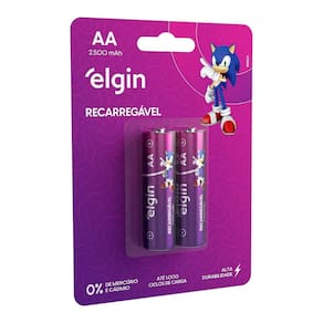Pilha Recarregável AA Elgin 1,2V 2500MAH 2 Unidades