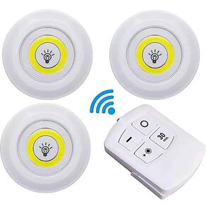 Kit 3 Lampada Luminaria Led Spot Sem Fio Com Controle Remoto