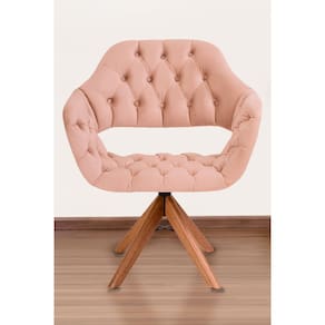 Poltrona Decorativa Sput Pé Giratório de Madeira Capitonê