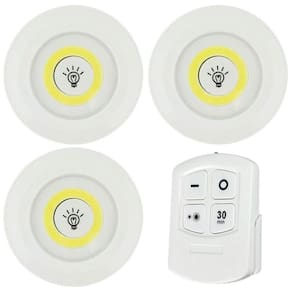 Kit 3 Lampada Luminaria Led Spot Sem Fio Com Controle Remoto