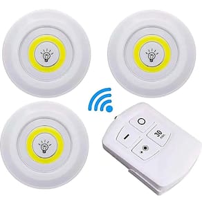 Kit Lâmpada Spot Led Sem Fio 3X Luminária + Controle