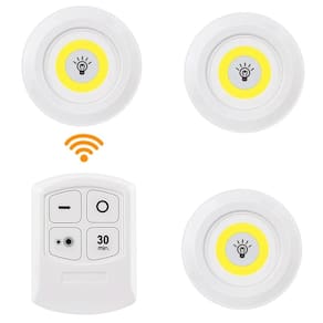 Kit Luminária Led Spot Sem Fio 3 Unidades + Controle Branco