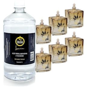 Kit 6 Lamparinas Decorativa Quatro Estações + 1L De Fluido