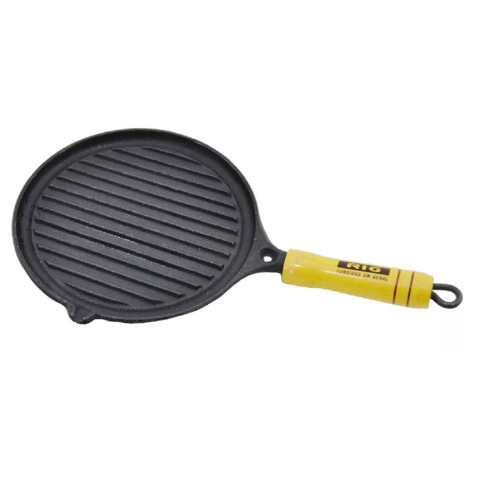 Bifeteira De Ferro Fundido Redonda Frisada - 22cm De Largura