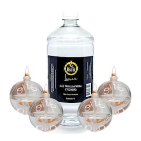 Kit 4 Lamparinas Decorativas Bola Incolor + 1L De Fluido