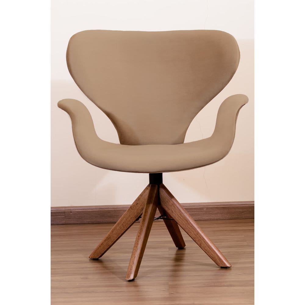 Poltrona Decorativa Mix Pé Giratório de Madeira