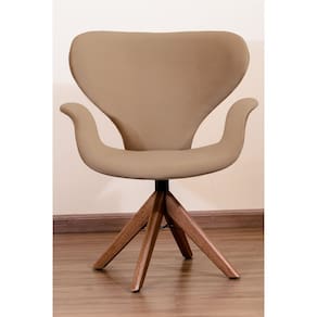 Poltrona Decorativa Mix Pé Giratório de Madeira
