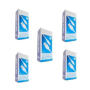 Kit 5 Cabos Micro-Usb V8 Kingo Branco 2M 2.1A Para Galaxy J6