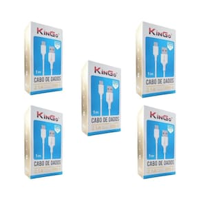 Kit 5 Cabos Usb-C Kingo Branco 1M 2.1A Para Galaxy A21