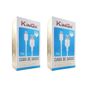 Kit 2 Cabos Usb-C Kingo Branco 1M 2.1A Para Galaxy S10 Plus