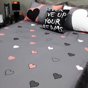 Lençol Com Elástico Casal Queen 4 Un Love Com Almofada Decor
