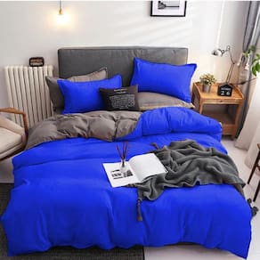 Jogo De Cama Casal Comum 7 Peças Com Edredom Blue Grey