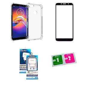 Kit Capa Reforçada Moto E6 Play + Película 3D + Carregador